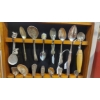 Image 2 : 1st Of Two:  24 Silver Plate Collector Spoons In Walnut Display Case - A Superb Value & Great Collec
