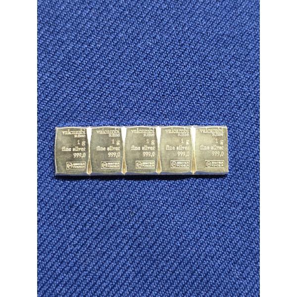 (5) 1 Gram Valcambi Suisse .999 Fine Silver Bars - 5 Grams Total