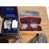 Image 3 : Assorted Vintage Eyeglasses Including Gold-Filled Frames, Watches, Leather Pouch