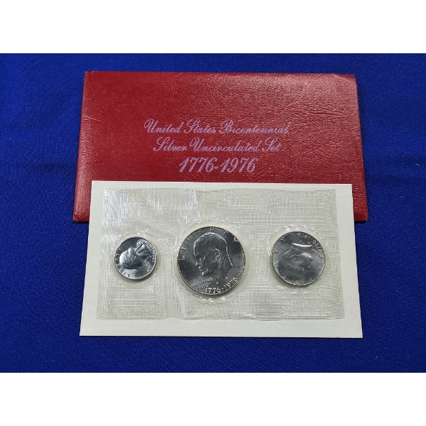United States Bicentennial Silver Uncirculated Set 1776-1976 - 3 Coin Set