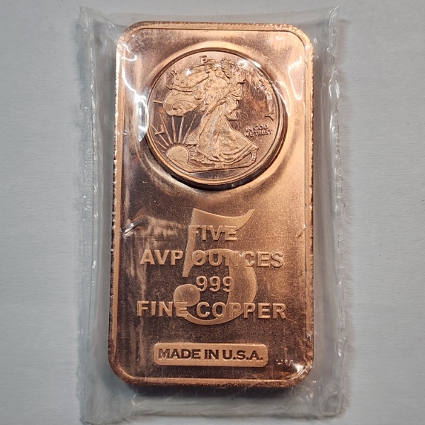 5 AVP Ounces .999 Fine Copper - Walking Liberty Design - Made in USA