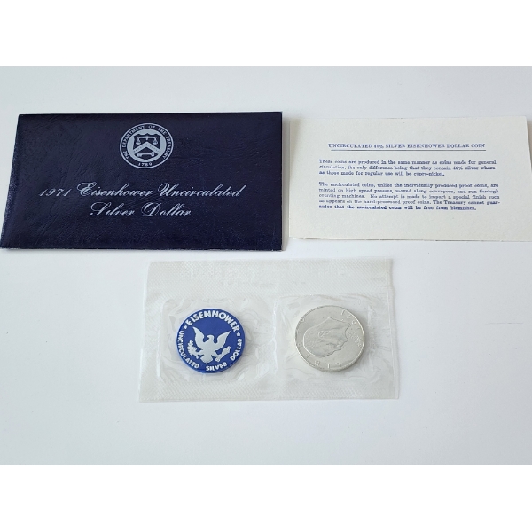 1971 Eisenhower Uncirculated 40% Silver Dollar with Original Packaging