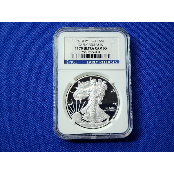 2010-W $1 Silver American Eagle 1 oz Fine Silver Graded PR 70 ULTRA CAMEO by NGC