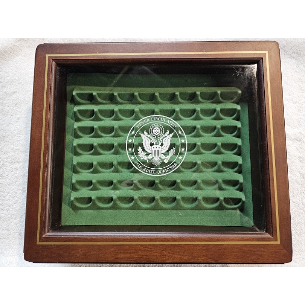 Danbury Mint Wood and Glass Display Case Designed for Uncirculated U.S. State Quarters