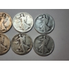 Image 4 : x10 Assorted Years Silver Walking Liberty Half Dollars Face Value: $5.00