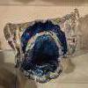 Image 2 : Clear & Blue Crystal Wave Art Glass Sculpture 10 x 11 Overall - Excellent Condition