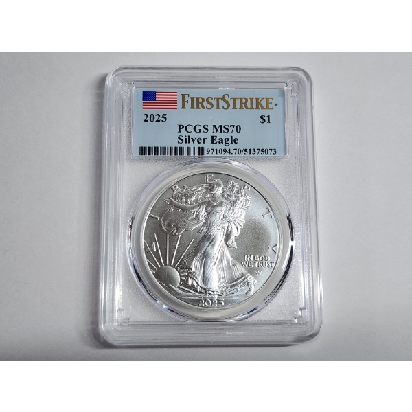 2025 American Silver Eagle 1 oz Fine Silver Graded PCGS MS 70 First Strike