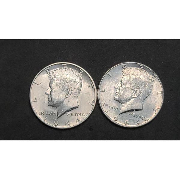 (2) 1964 90% Silver Kennedy Half Dollars - Face Value: $1.00