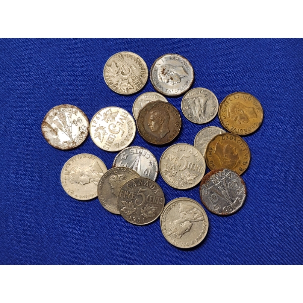 Lot of Assorted Canadian 5-Cent and 10-Cent Coins