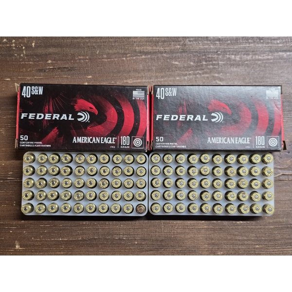 Federal 40 S&W 180gr Full Metal Jacket - Qty 100