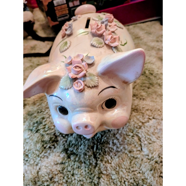 2 Detailed Piggy Coin Banks And Cute Pig Lamp