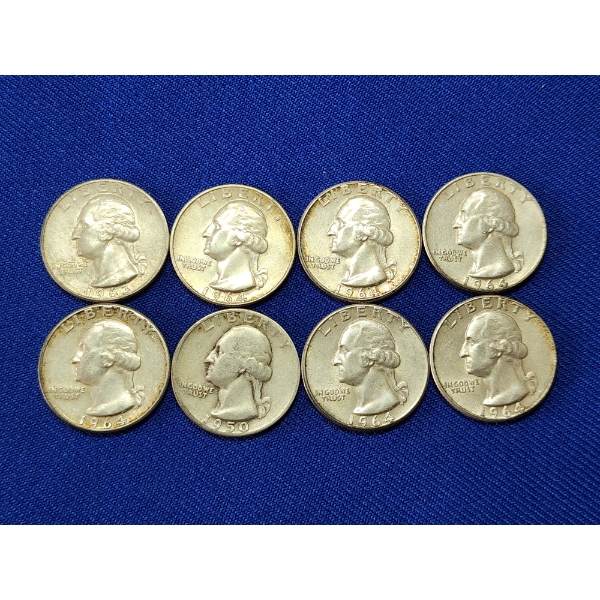 $2.00 Face Value of Assorted Years 90% Silver Washington Quarters