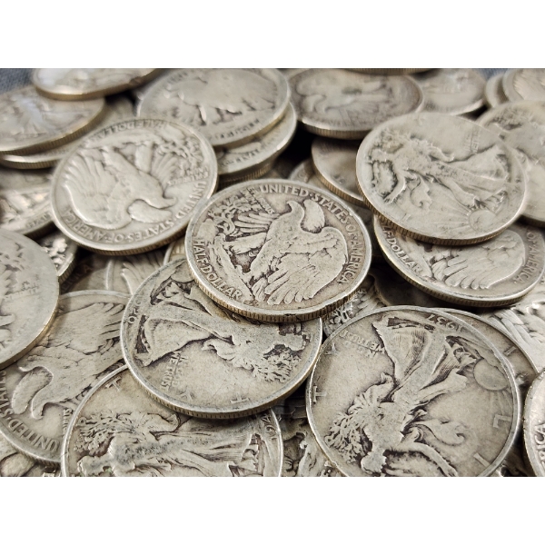 Four Walking Liberty 90% Silver United States Half Dollars - Face Value $2.00
