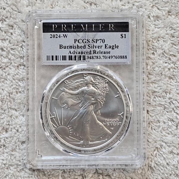2024-W PCGS SP70 Burnished .999 Fine Silver 1oz. Eagle