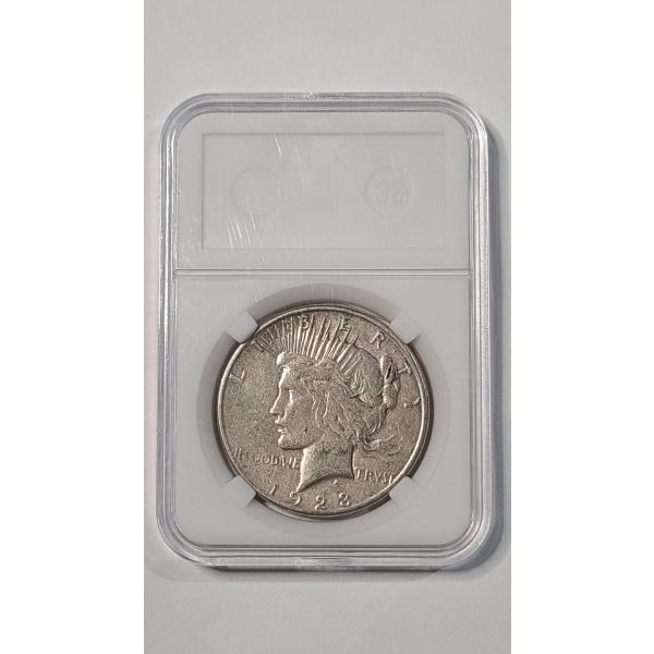 1923-S 90% Silver Peace Dollar In Slab