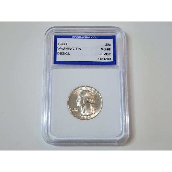 IGS GRADED MS 68 1954-S U.S. Washington SILVER Quarter