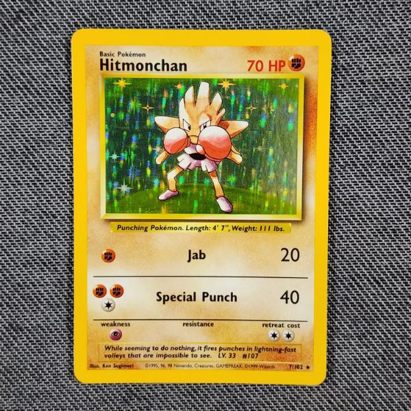 Hitmonchan 7/102 Holo Rare Vintage Base Set Pokemon Trading Card in Near Mint Condition!