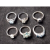 Image 3 : Six Sterling Silver Rings Including Blue Topaz, Green Amethyst & More - Total Weight: 14.3 Grams