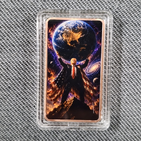 RARE Donald Trump Patriotic Holding Planet Earth One Ounce .999 Fine Copper American Legacy Bar