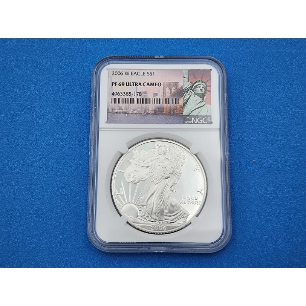 NGC PF 69 Ultra Cameo 2006 W Silver American Eagle 1 oz Fine Silver