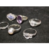 Image 5 : Lovely Sterling Silver Rings Including A Stunning Amethyst Handmade Ring Weighing Total of 21.4 Gram