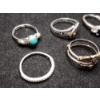 Image 2 : Gorgeous Sterling Silver Rings Ft. Blue & White Sapphire & More - Total Weight: 13.2 Grams