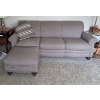 Image 1 : PICKUP IN CANTON - Great Comfortable 6ft 9'' Light Neutral Tan Fabric Sofa And Matching 25''x16'' Ot