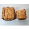 Image 3 : (2) Square Longaberger Baskets with Leather Handles and Plastic Liners - Excellent Condition! 