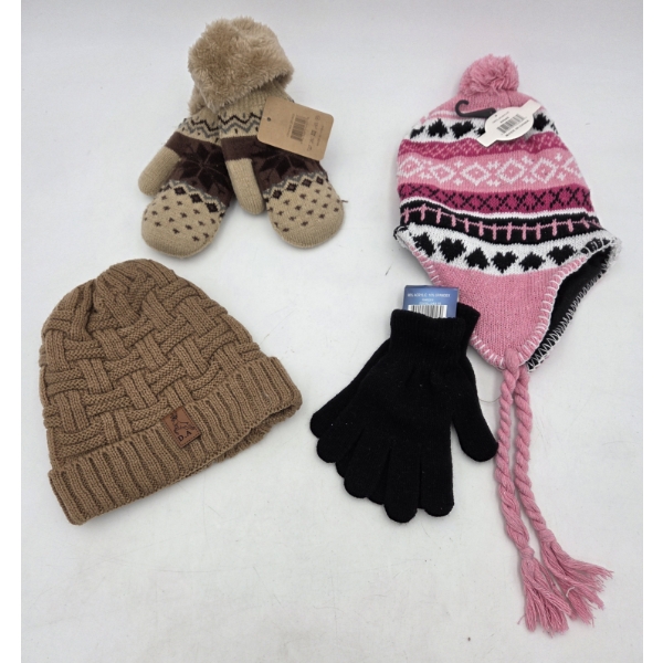 Brand New Cute & Cozy Ladies Fleece Lined Hats, Fleece Lined Mittens And Magic Stretch Gloves