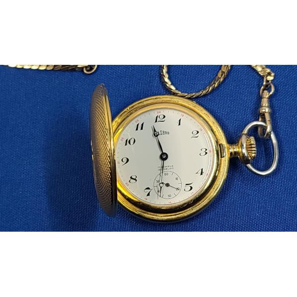 Welsbro Swiss Made 17 Jewels Pocket Watch With Incabloc Shock Protection And Gold Filled Chain 