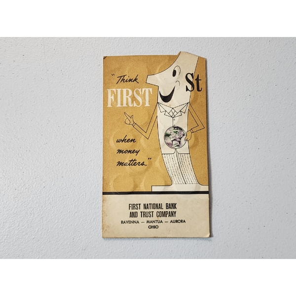 "Think First" First National Bank Dime Saver Book Including $3.00 FV in 90% Silver Dimes 