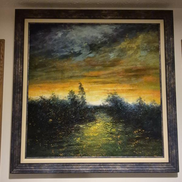 Beautiful Original Acrylic On Canvas Painting- 39 x 39 Scenic View & Nicely Framed