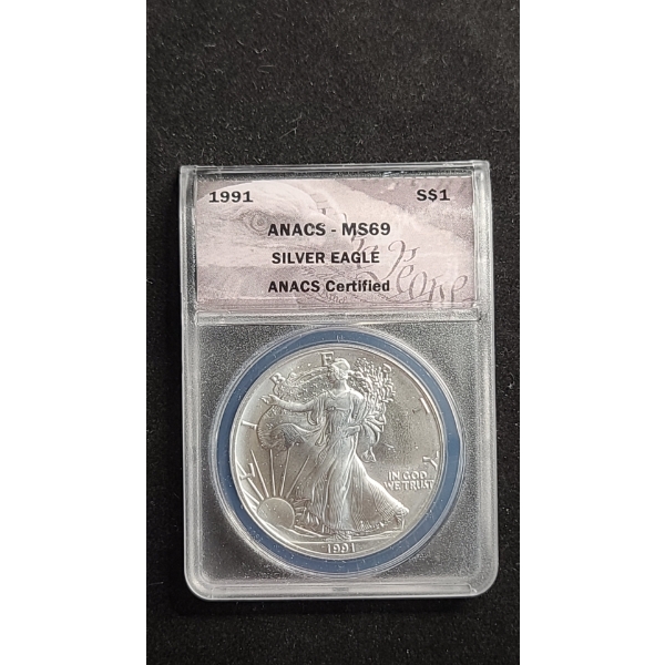 ANACS 1991 MS69 1 oz 999 Fine Silver American Eagle