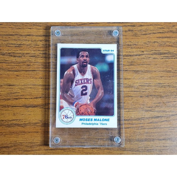 1983-84 Star #7 Moses Malone Basketball Card in Holder - Mint Condition