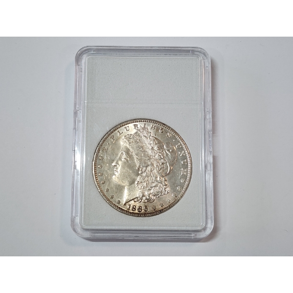 1886 90% Silver Morgan Dollar in Protective Slab Holder