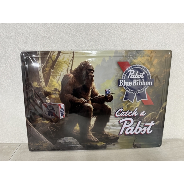 BIG FOOT PABST BLUE RIBBON Metal Beer Sign - 12" X 17" - Brand New - Mint Condition