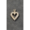 Image 1 : 10K Gold Heart Necklace Pendant With Some Diamonds  - Total Weight: 1.1g