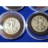 Image 3 : x4 Assorted Years 90% Silver Walking Liberty Half Dollars in Capsules FV: $2.00