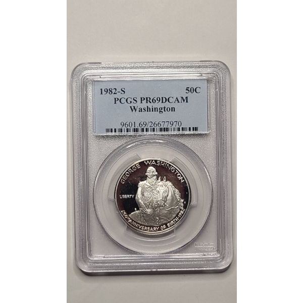 PCGS 1982-S PR69 DCAM George Washington 250th Anniversary Commemorative 90% Silver Proof Half Dollar