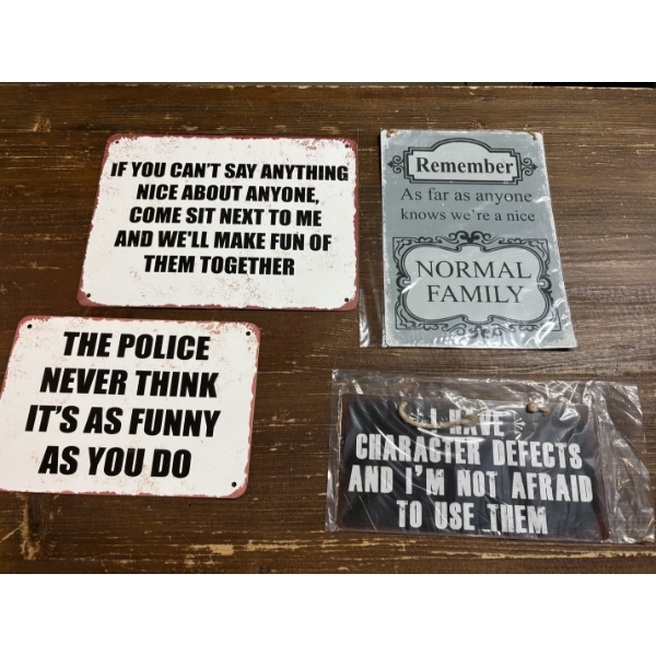 4 Tin Signs - The Police - Family - Etc.