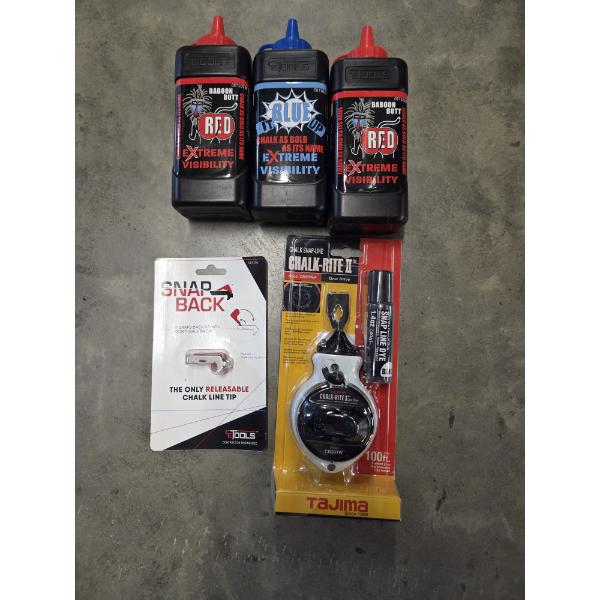 New Chalk Line Items Including 2 Red & 1 Blue Chalks