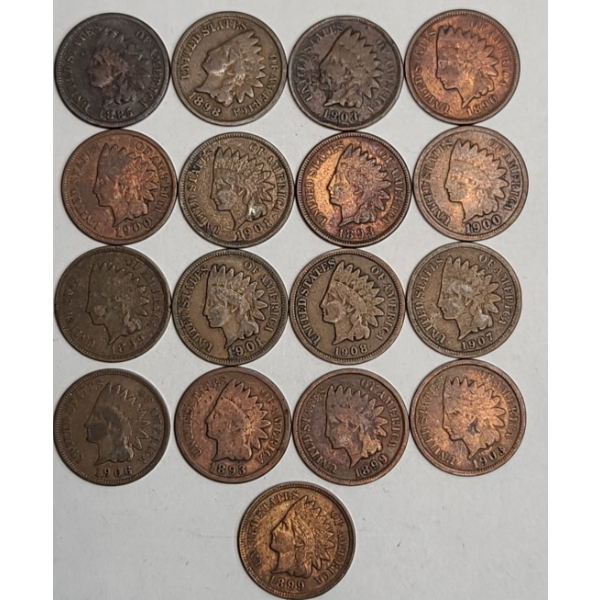 Assorted Years U.S Indian Head Cents - Face Value: $0.17