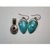 Image 1 : Sterling Silver Pendant/Clip & Sterling Silver and Turquoise Dangle Earrings TW: 20.2g