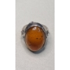 Image 2 : Sterling Silver Ring With Amber & Sterling Silver Pendant With Fire Agate - Total Weight: 13.5g