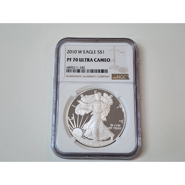 NGC PF 70 ULTRA CAMEO 2010-W American Silver Eagle - 1 oz .999 Fine Silver 