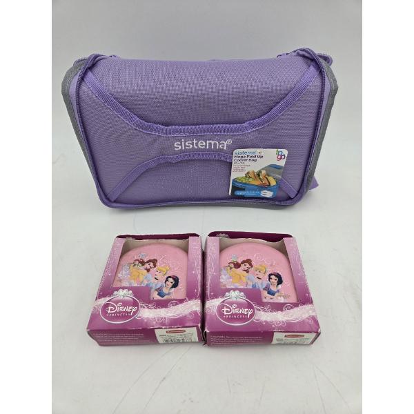 Brand New Sistema Insulated Lunch Cooler Bag And Two Disney Princess Ice Packs