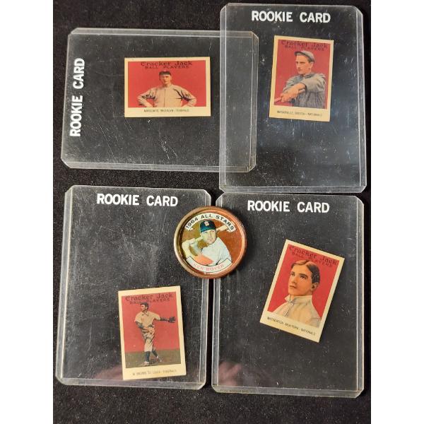 Four 1993 Borden Cracker Jack Trading Cards & 1964 Topps Ken Boyer Coin