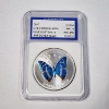 Image 1 : 2007 China Chen Baocai World Wildlife Blue Butterfly Silver Clad IGS MS70 PR-Like