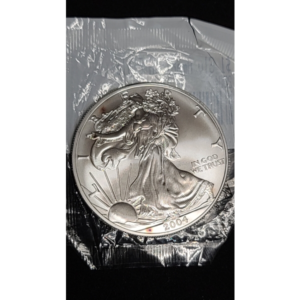 Uncirculated 2002 American Eagle 1 Oz 999 Fine Silver Dollar - Some Toning