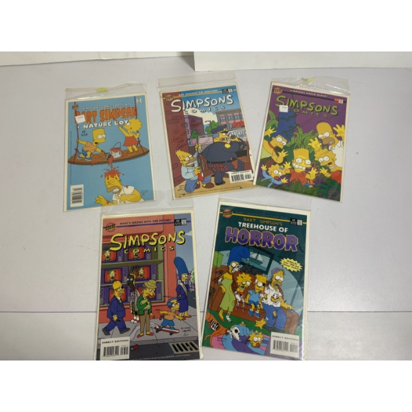 Simpsons Comic Books - 5 Total - in protective plastic covers - Bongo Comic Group - Nature Boy 